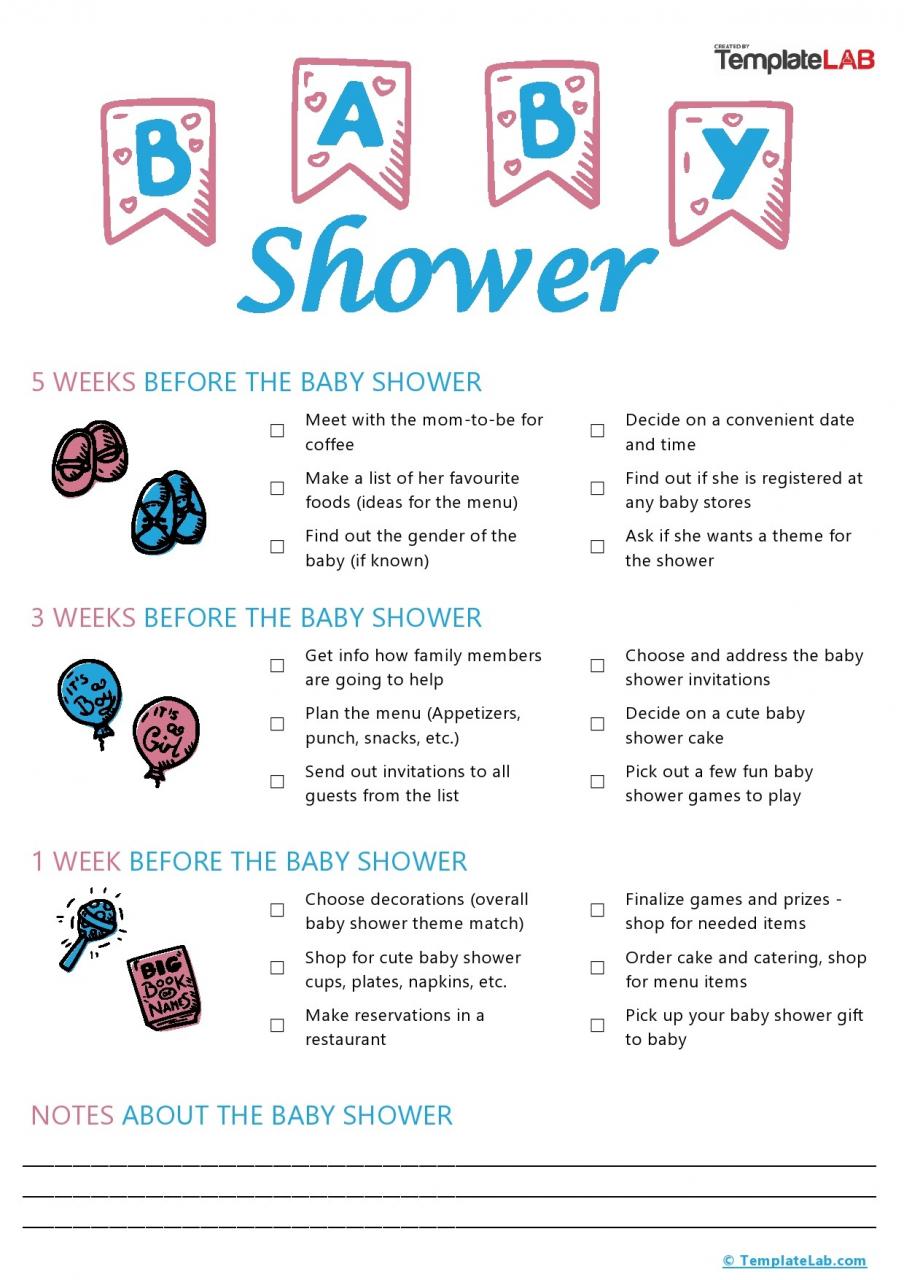 Modèle de liste de tâches à faire pour une baby shower gratuite