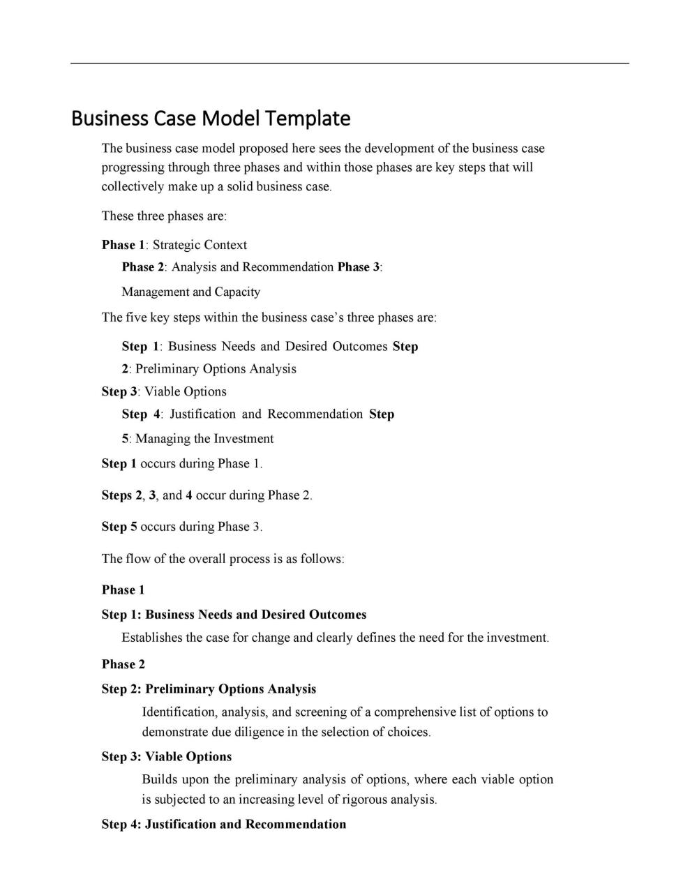 Modèle de business case gratuit 16