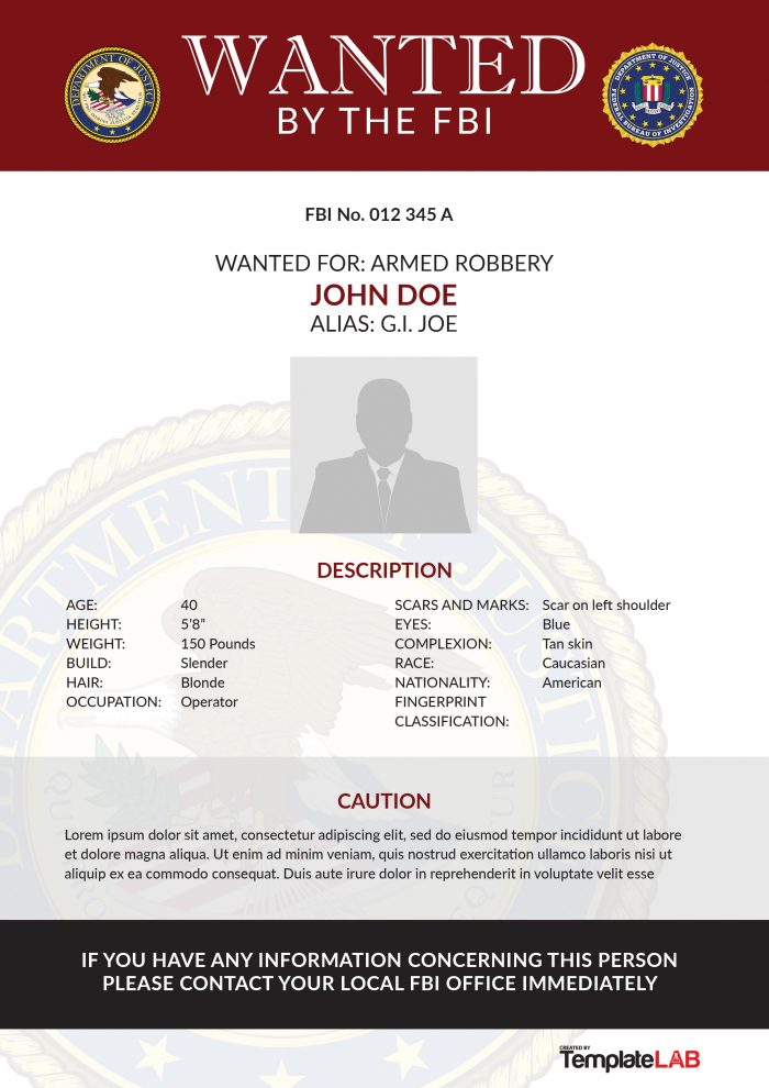 Affiche de recherche gratuite du FBI 3