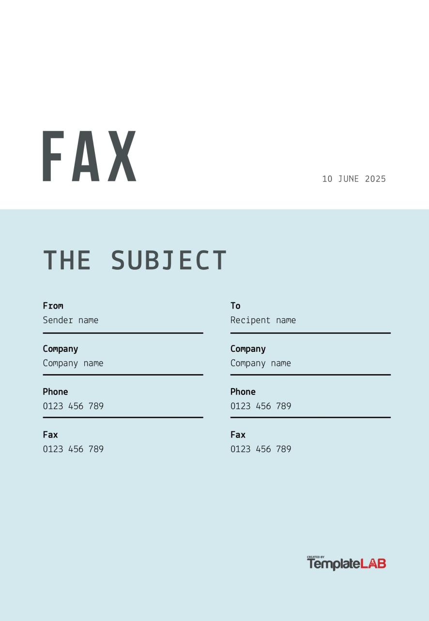 Modèle de page de garde de fax gratuit