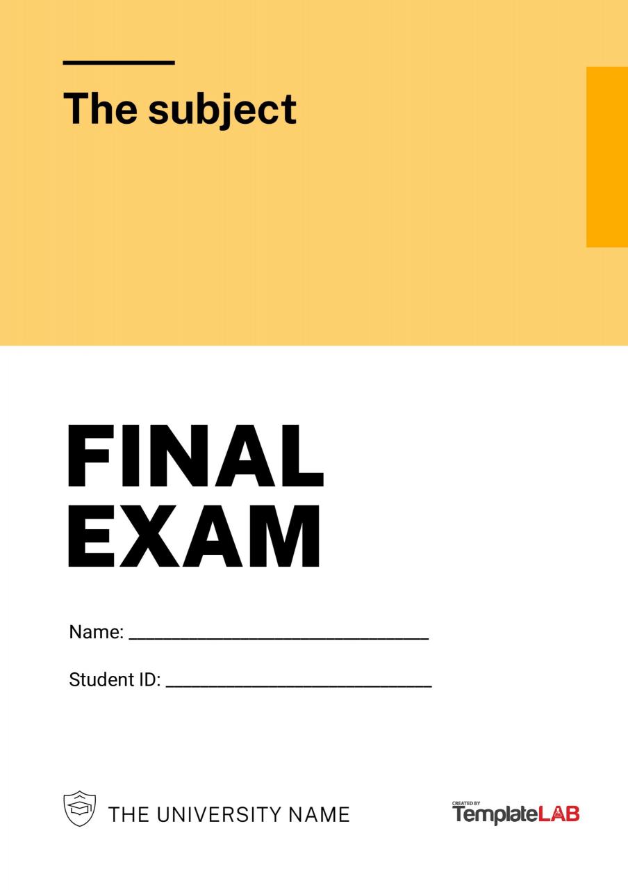 Modèle de page de couverture d'examen final gratuit