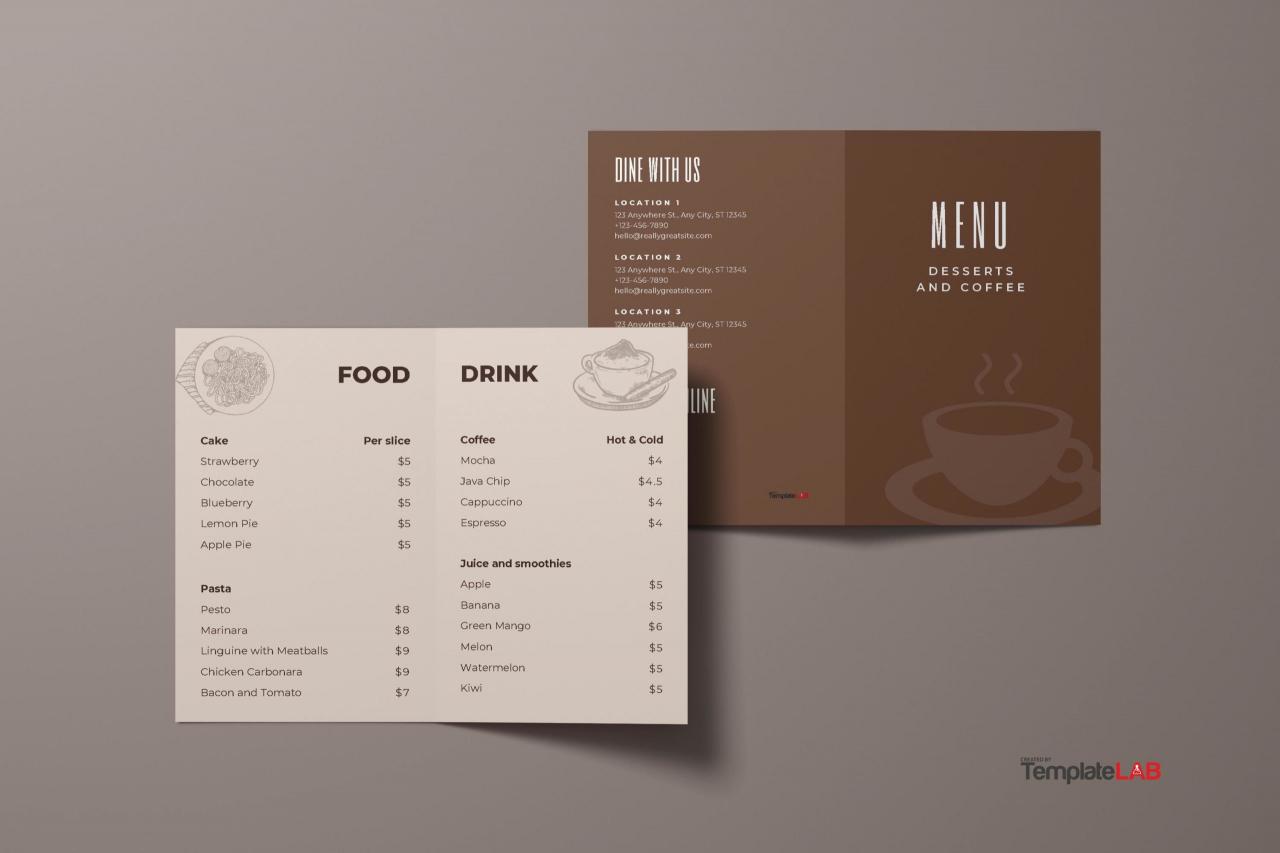 Modèle de brochure de menu gratuit
