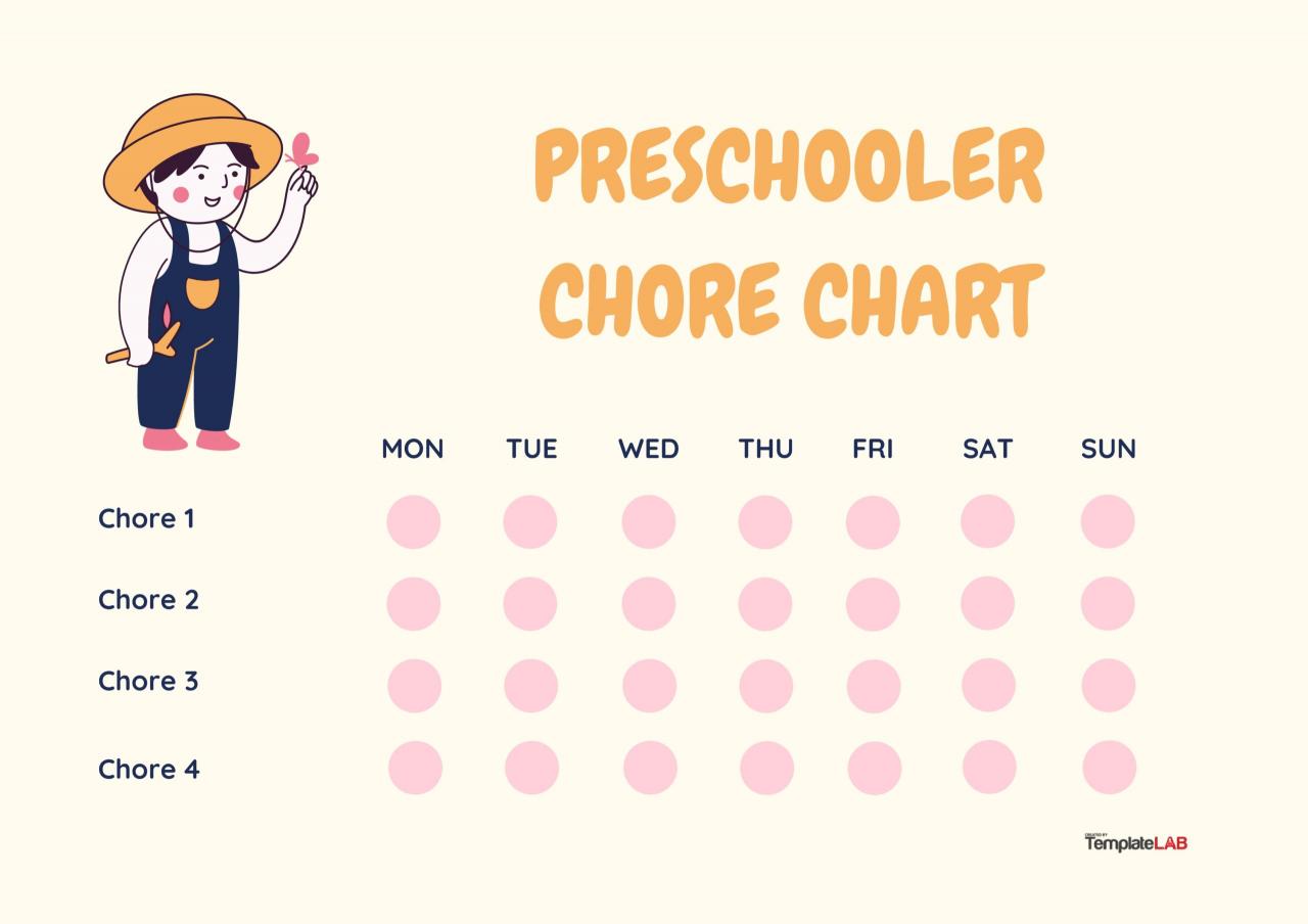 Tableau des tâches gratuites pour les enfants d'âge préscolaire