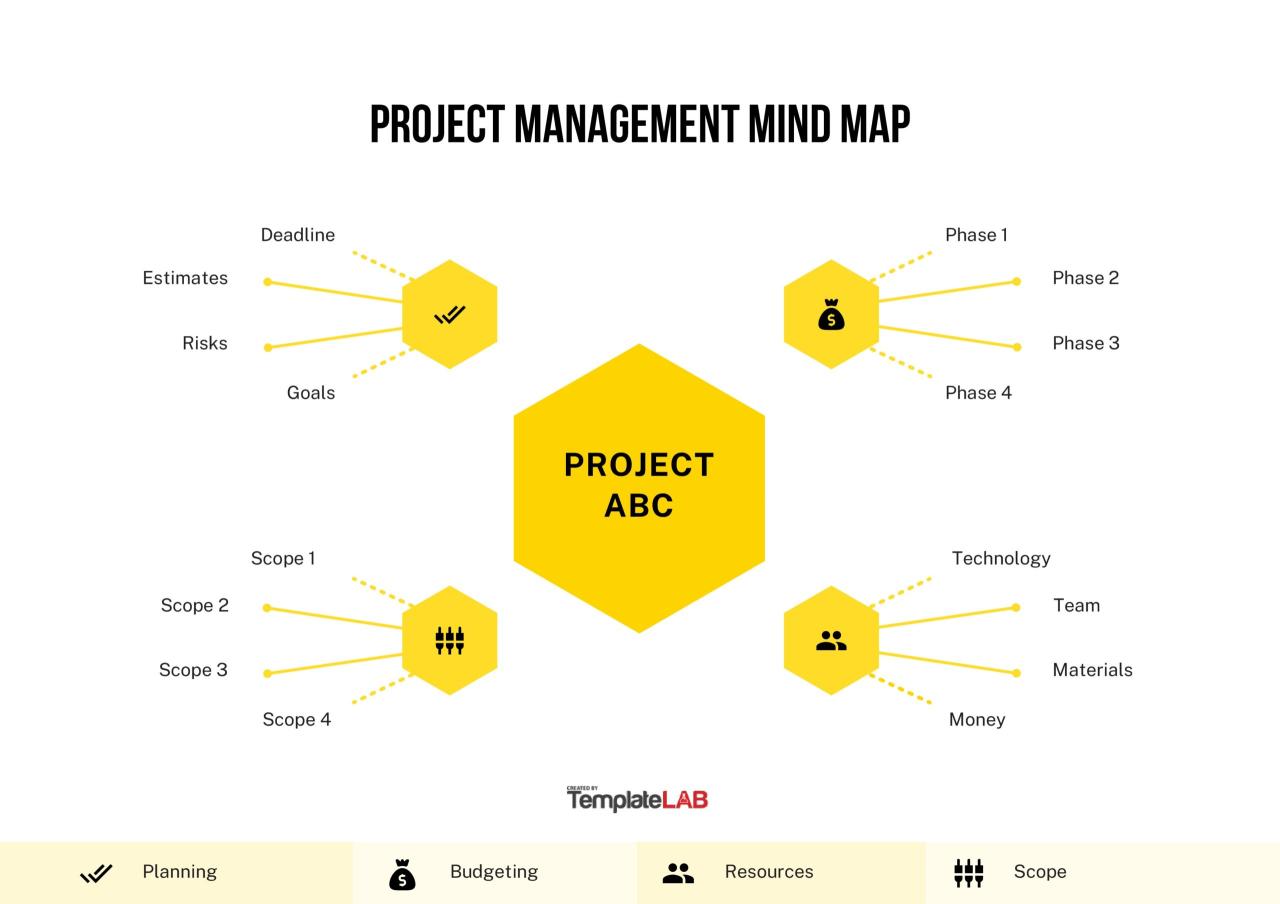 Modèle gratuit de carte mentale de gestion de projet