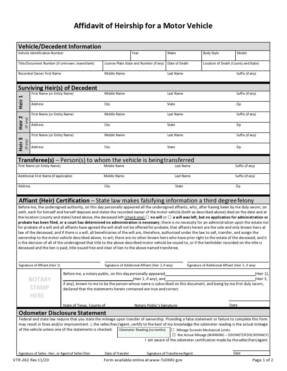 Affidavit de succession gratuit 06