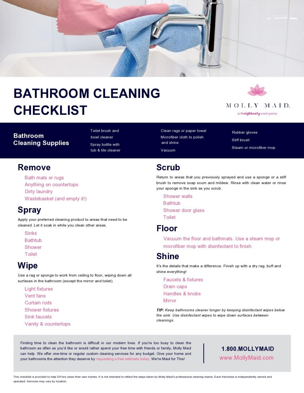 Liste de contrôle gratuite pour le nettoyage de la salle de bain 05