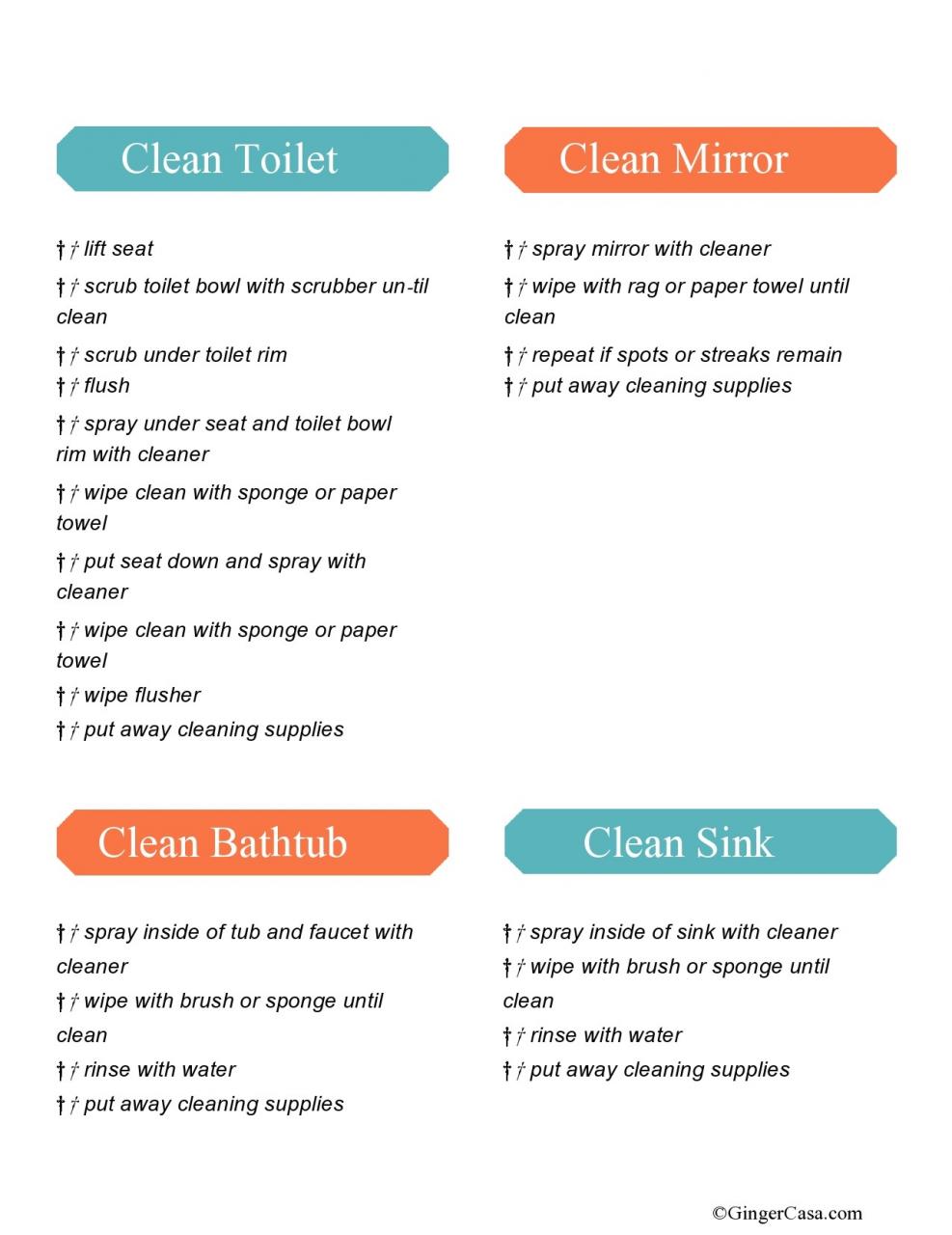 Liste de contrôle gratuite pour le nettoyage de la salle de bain 18