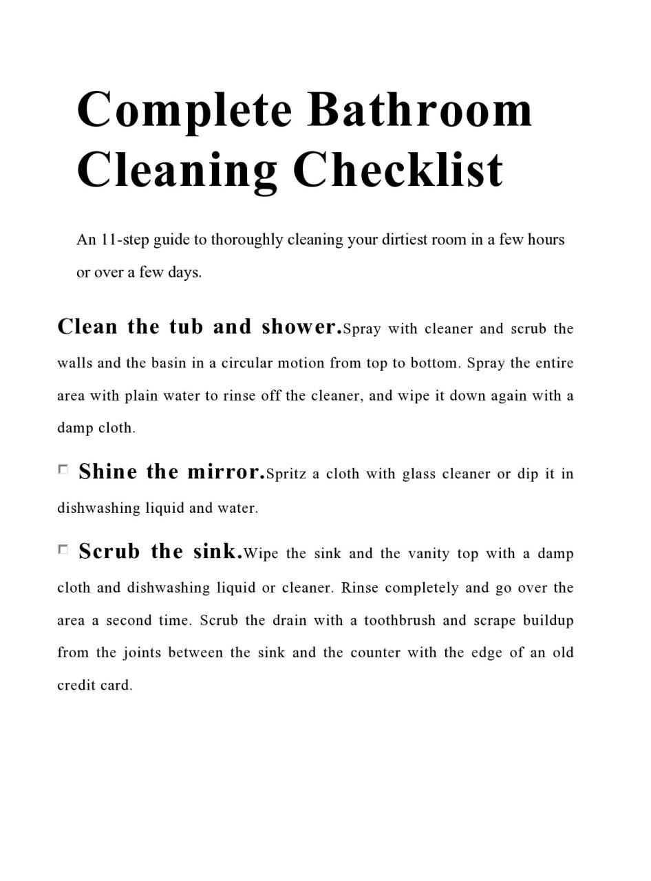 Liste de contrôle gratuite pour le nettoyage de la salle de bain 40