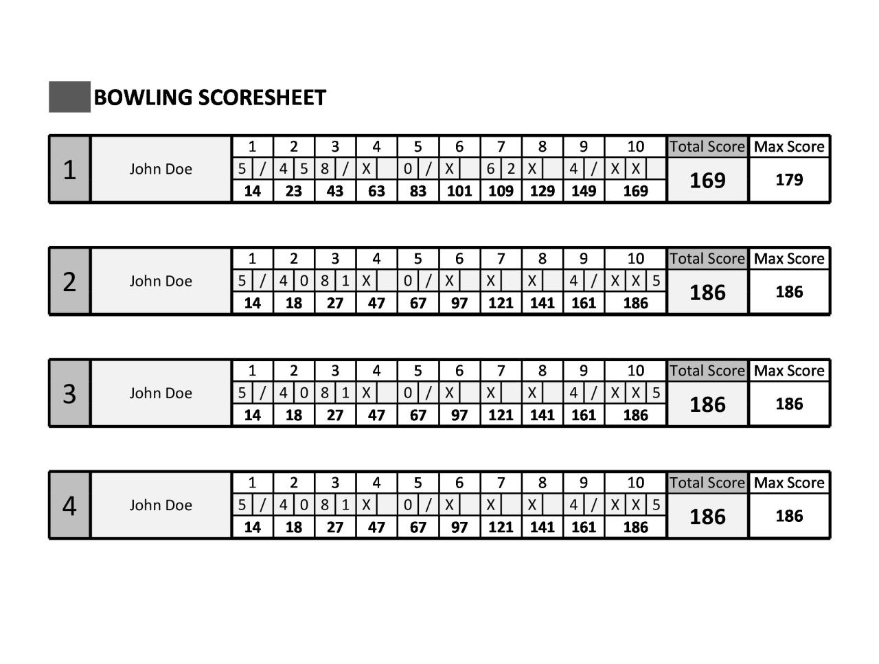 Feuille de pointage de bowling gratuite 26