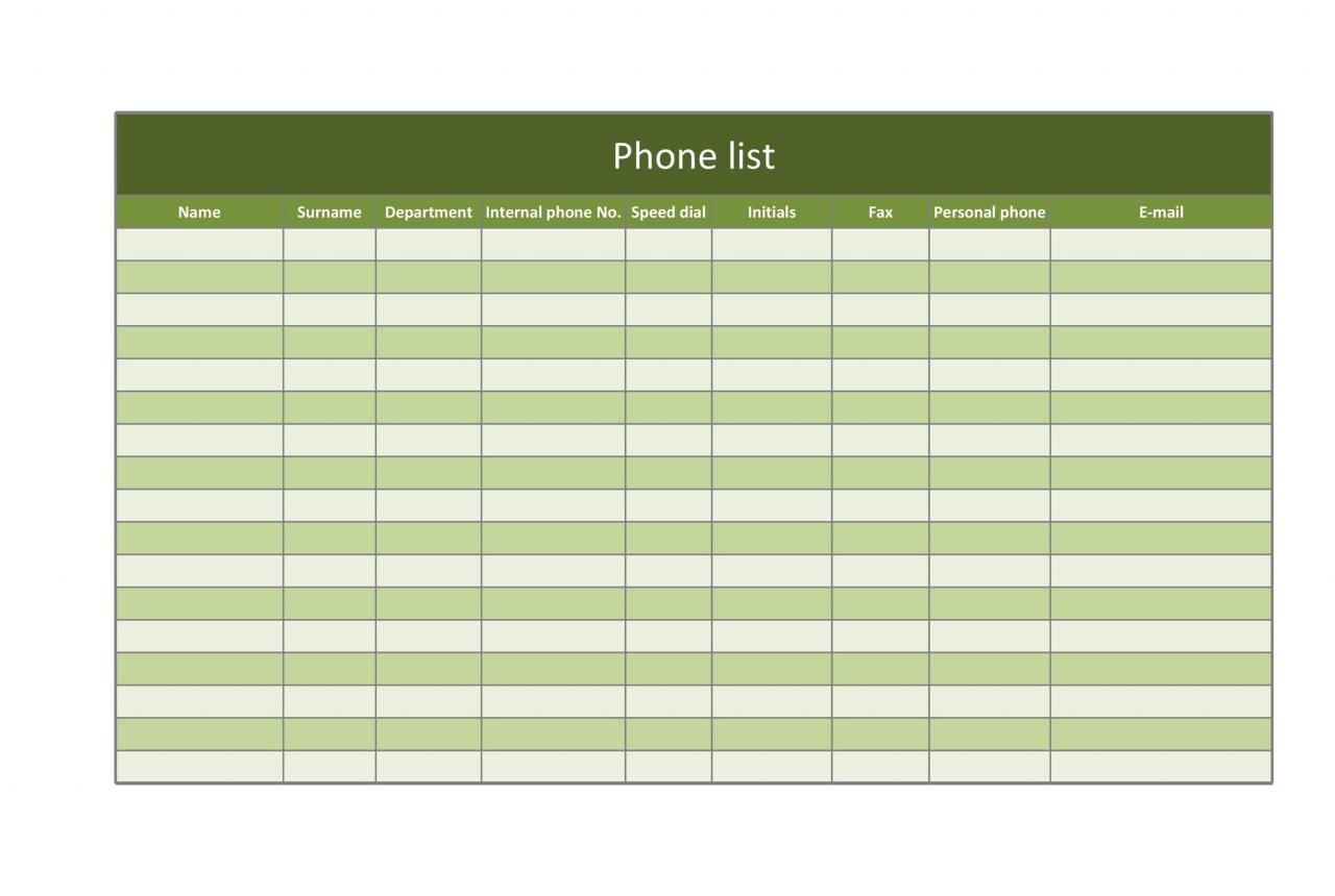 Modèle de liste de contacts gratuit 27