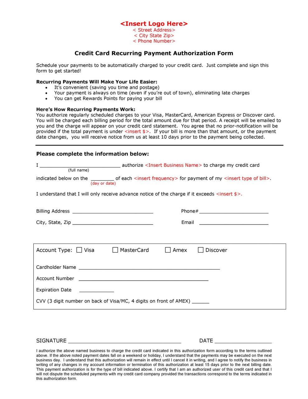 Modèle de formulaire d'autorisation de carte de crédit gratuit 02