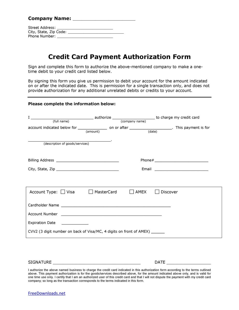 Modèle de formulaire d'autorisation de carte de crédit gratuit 19