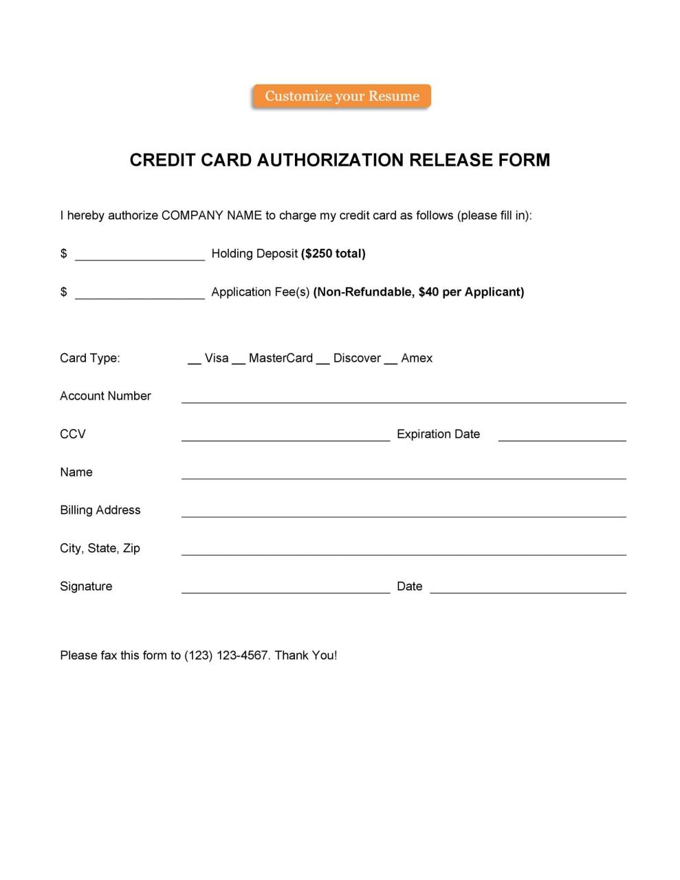 Modèle de formulaire d'autorisation de carte de crédit gratuit 21