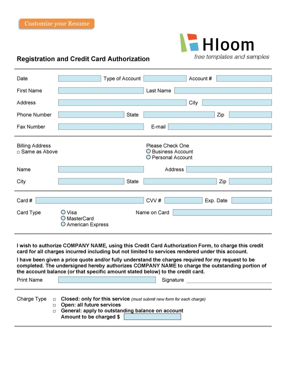 Modèle de formulaire d'autorisation de carte de crédit gratuit 39