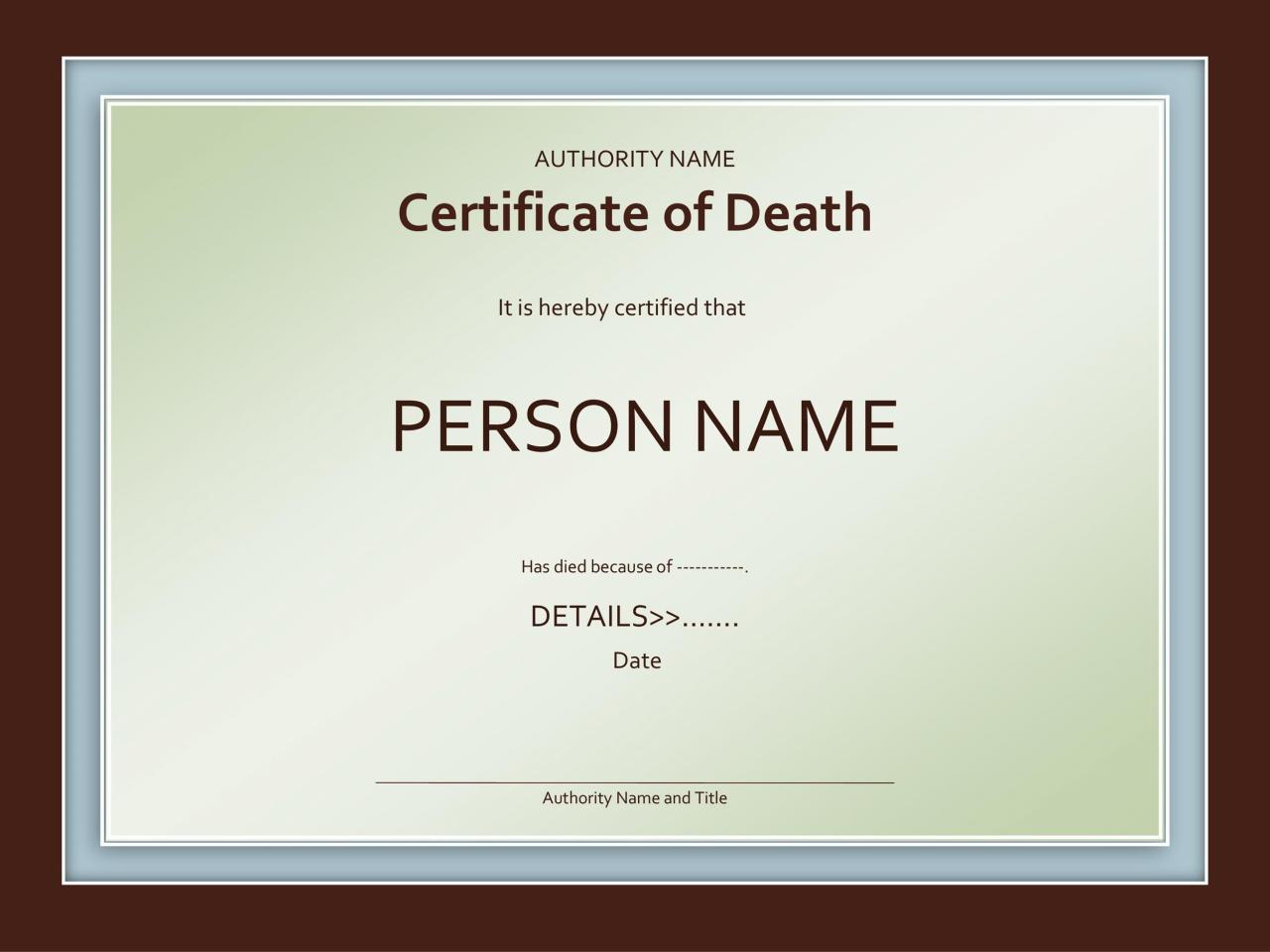 Modèle de certificat de décès gratuit 22