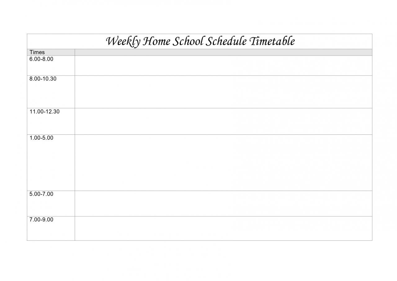 Modèle gratuit d'horaire d'école à la maison 20
