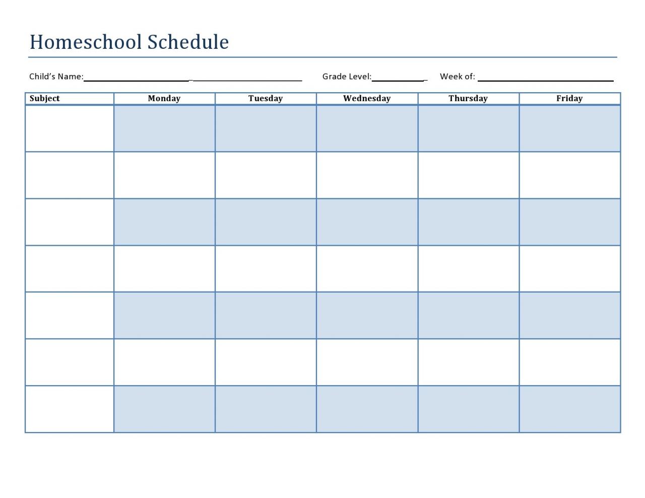 Modèle gratuit d'horaire d'école à la maison 26