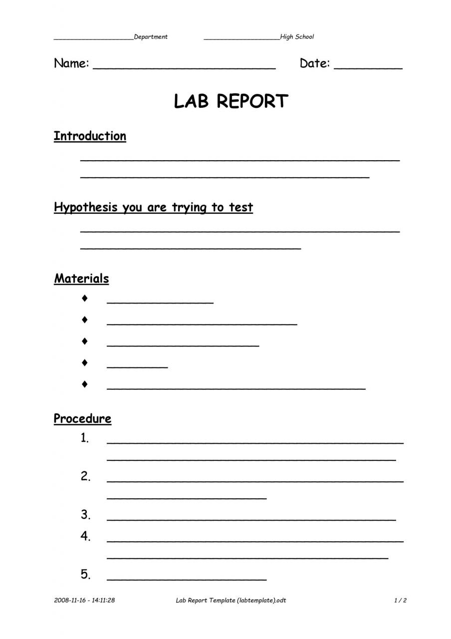Modèle de rapport de laboratoire gratuit 28