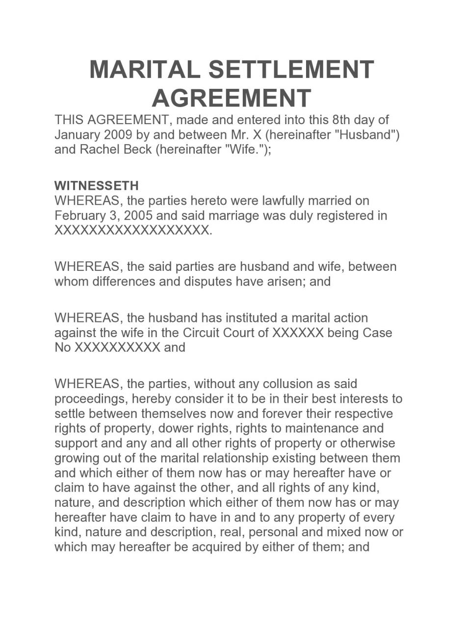 Accord de règlement de mariage gratuit 36