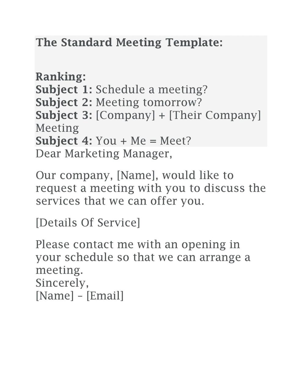 E-mail de demande de réunion gratuite 33