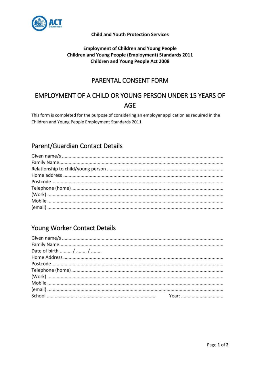 Modèle de formulaire de consentement parental gratuit 23