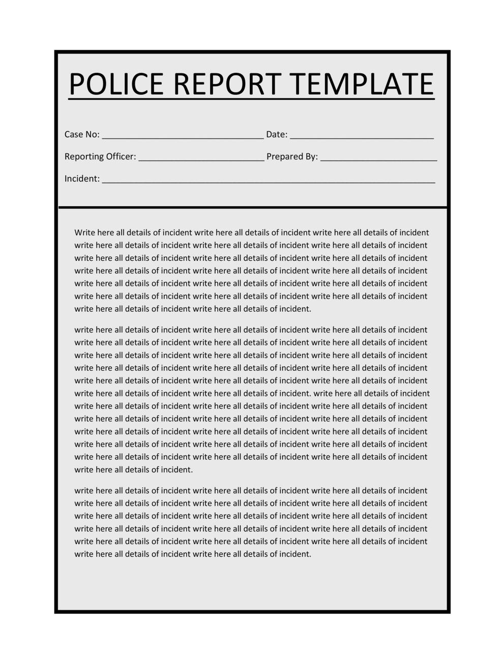 Modèle de rapport de police gratuit 02