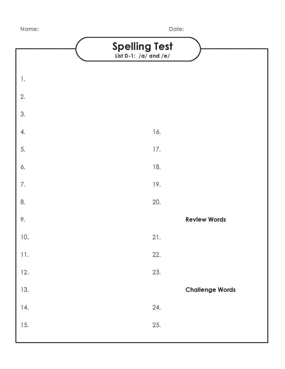 modèle de test d'orthographe gratuit 37
