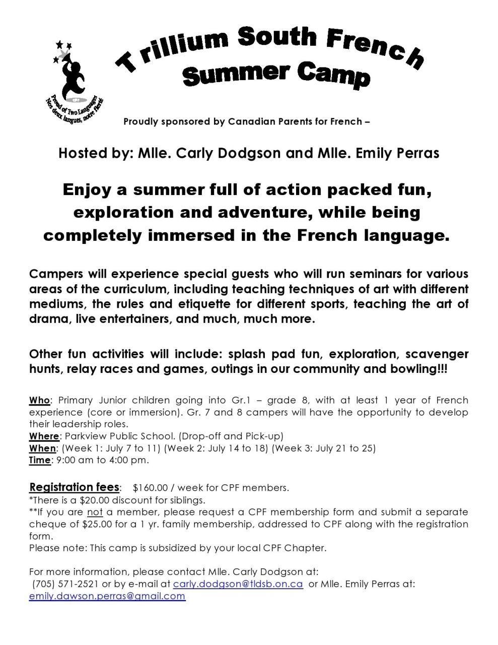 dépliant gratuit du camp d'été 09