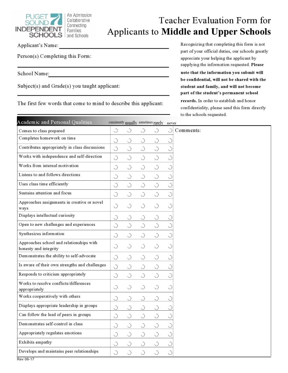 Formulaire d'évaluation gratuit des enseignants 18