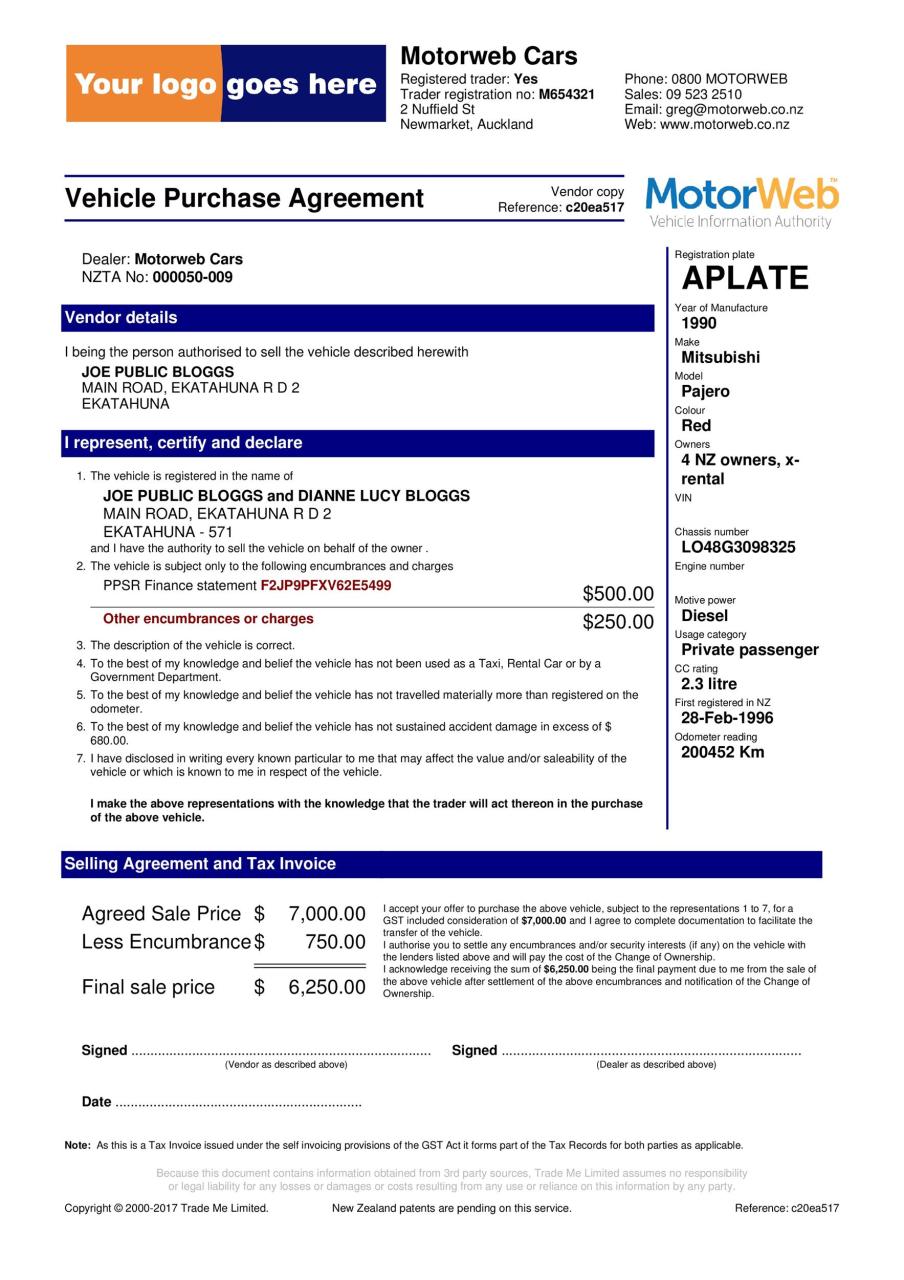 Contrat d'achat de véhicule gratuit 16