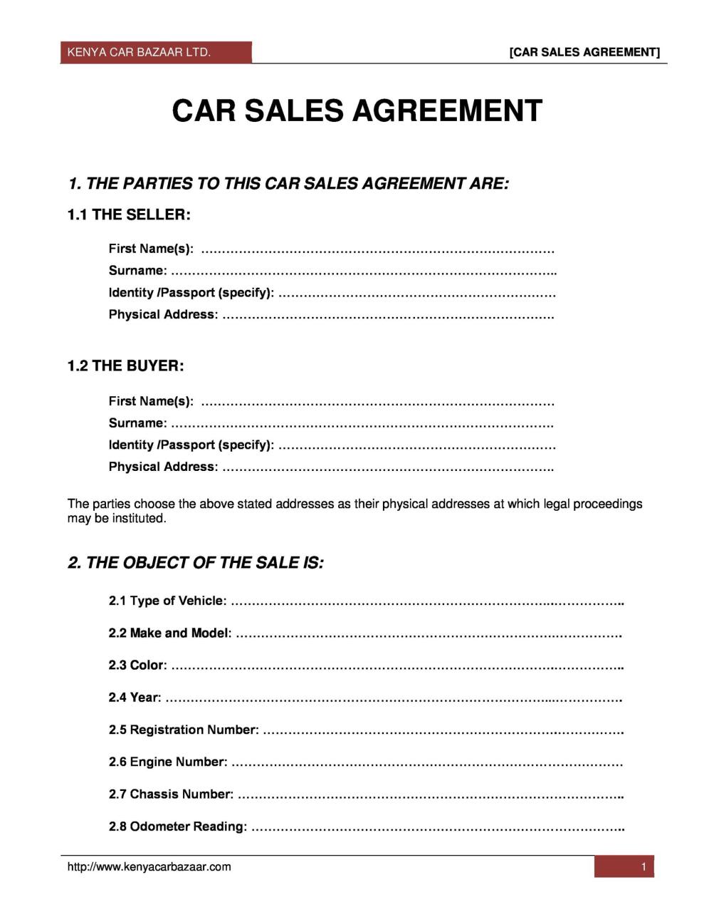 Contrat d'achat et de vente de véhicule gratuit 27