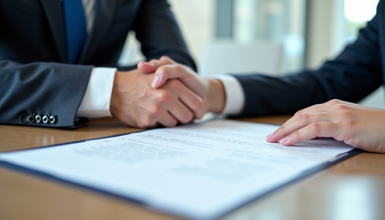 Réunion entre deux parties signant un protocole d