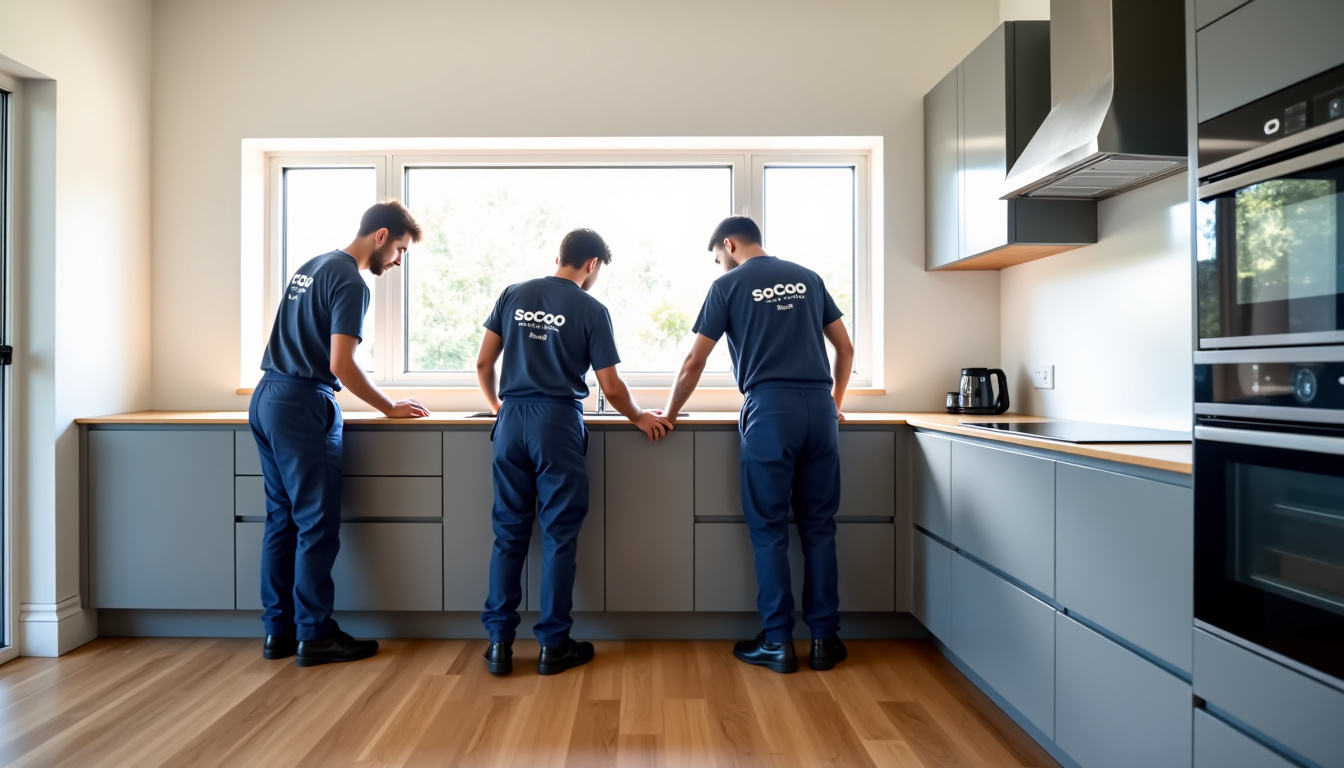 Équipe professionnelle montant une cuisine SoCoo