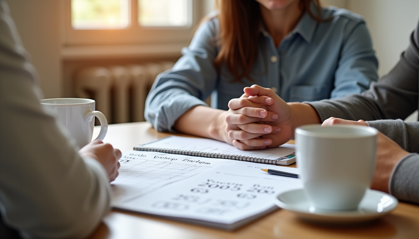 Étudiant en discussion avec ses parents à propos de son budget et de ses besoins financiers
