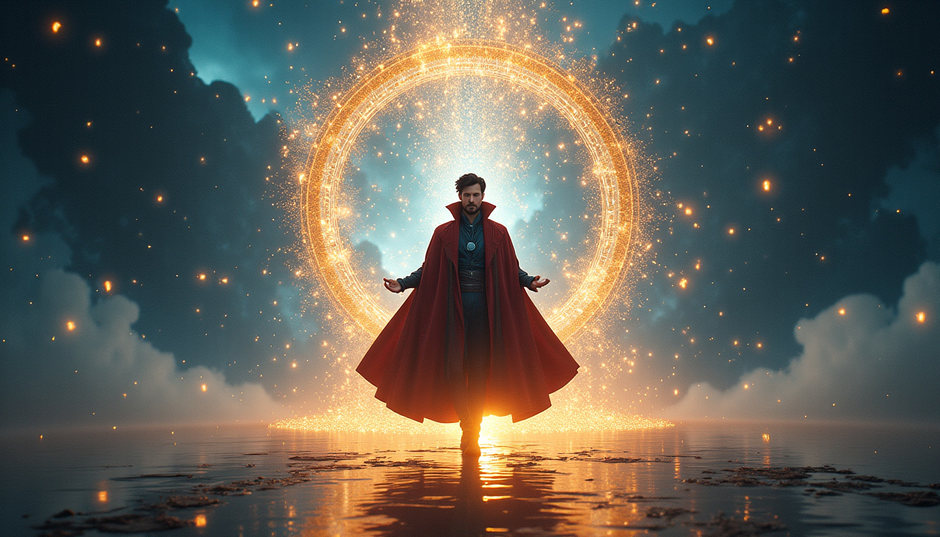 Illustration de Doctor Strange utilisant la Pierre du Temps lors d