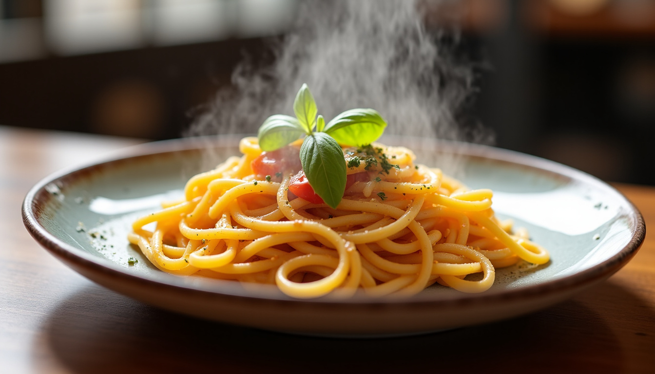 Assiette de pâtes fraîches servie à Gruppo Mimo à Rennes, avec une présentation soignée et des ingrédients de qualité