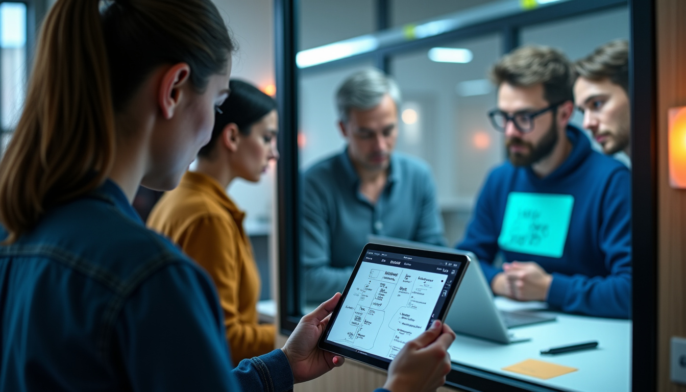 Équipe observant un utilisateur tester un prototype développé à l
